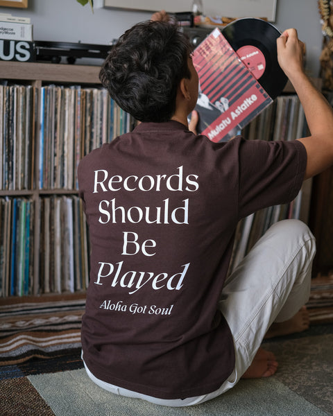 RSBP T-shirt (Chocolate / White) Records Should Be Played