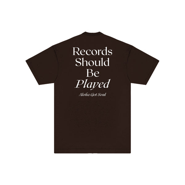 RSBP T-shirt (Chocolate / White) Records Should Be Played