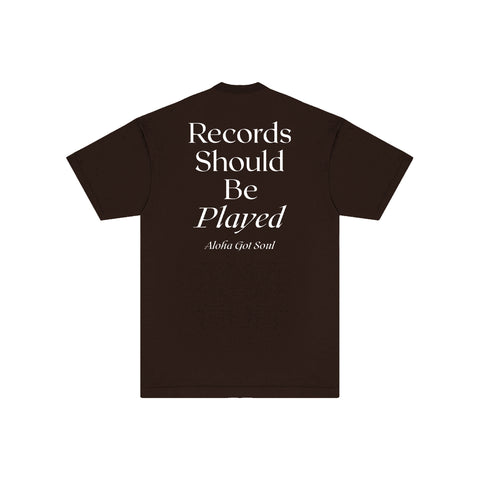RSBP T-shirt (Chocolate / White) Records Should Be Played