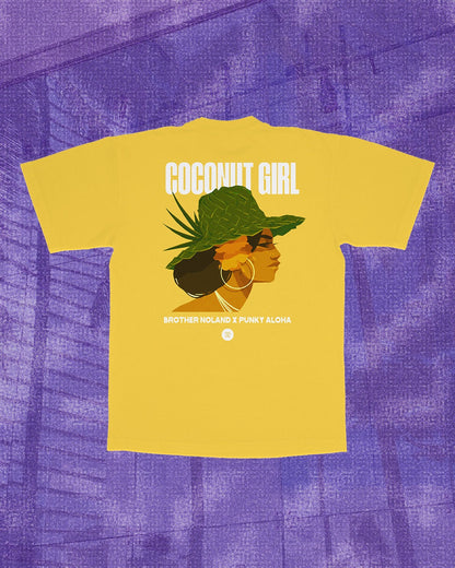 ココナッツガールTシャツ（イエロー） - パンキーアロハ×ブラザーノーランド