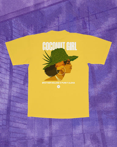 Coconut Girl T-shirt (Yellow) - Punky Aloha x Brother Noland