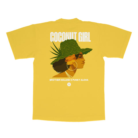 Coconut Girl T-shirt (Yellow) - Punky Aloha x Brother Noland