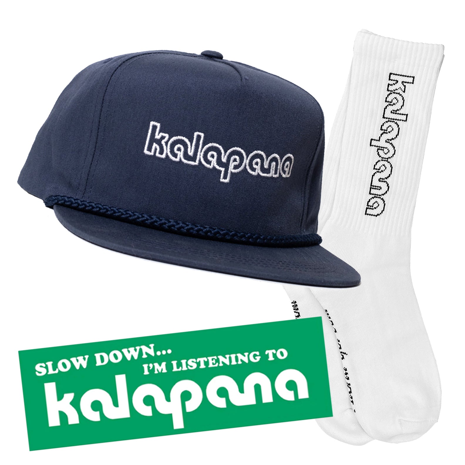 Kalapana Bundle C: Hat + Socks + Bumper Sticker