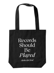 Records Should Be Played Tote Bag (Black)