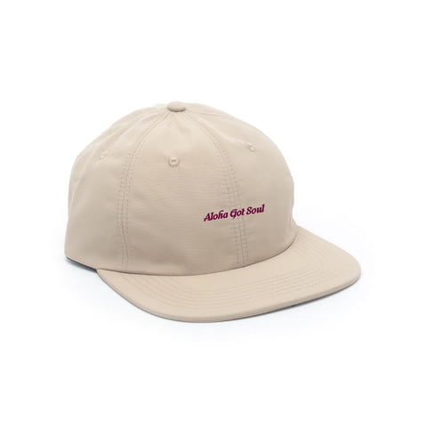 Aloha Got Soul Script Font Logo Cap (Hat) - Beige / Wine